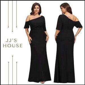 JJ's House $249 Asymmetrical Formal Evening Dress Women's 16 Style# 271480 Black